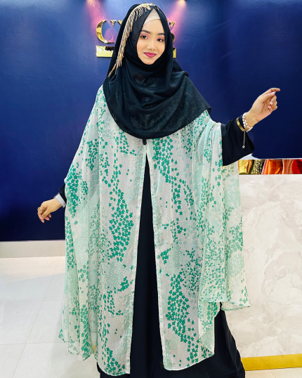 Pocket Sleeve Abaya-Star Print
