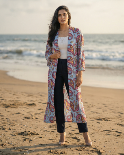 Mandala Print Long Shrug