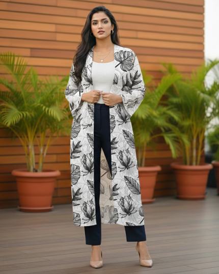 White Leaf Long Shrug